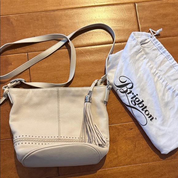 Brighton Handbags - Brighton Ivory Crossbody Bag with Tassel Genuine Leather